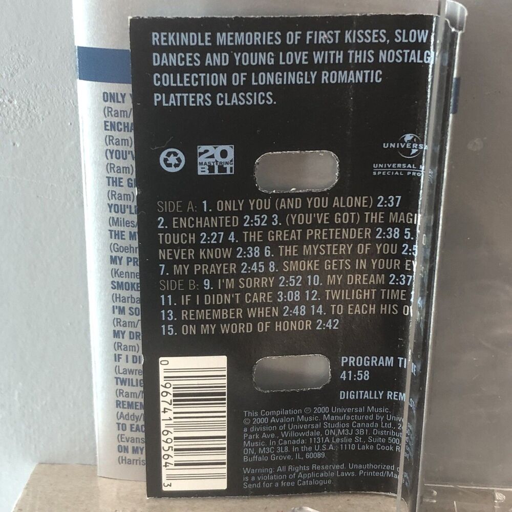 The Platters “Very Best Of” Cassette Tape – Classic Hits Collection - Picture 5 of 8
